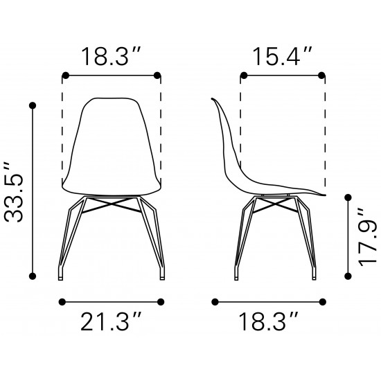 Shadow Dining Chair (Set of 2) Transparent & Gold