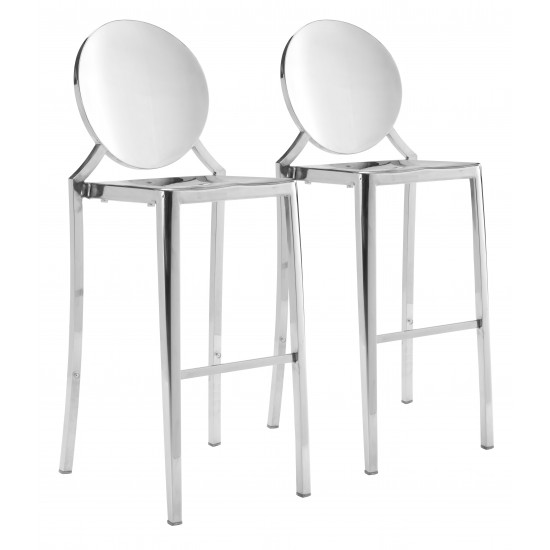 Eclipse Bar Chair (Set of 2) Stainless Steel