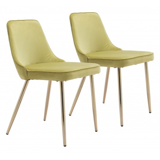 Merritt Dining Chair (Set of 2) Green & Gold