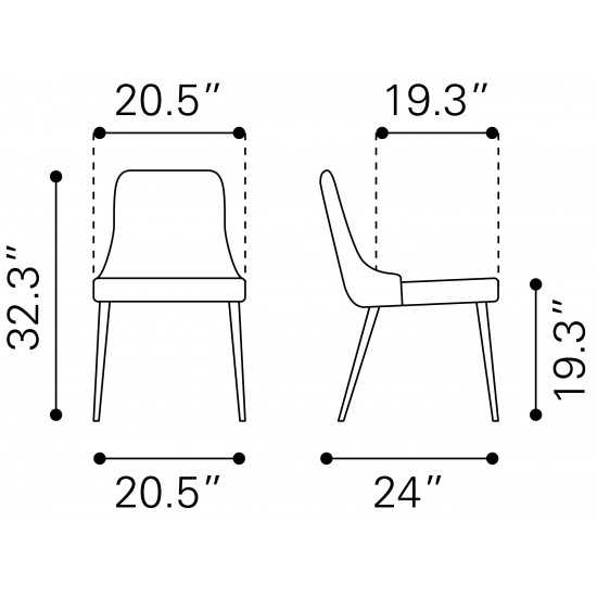 Merritt Dining Chair (Set of 2) Green & Gold