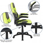 Black Gaming Desk and Green/Black Racing Chair Set with Cup Holder, Headphone Hook & 2 Wire Management Holes