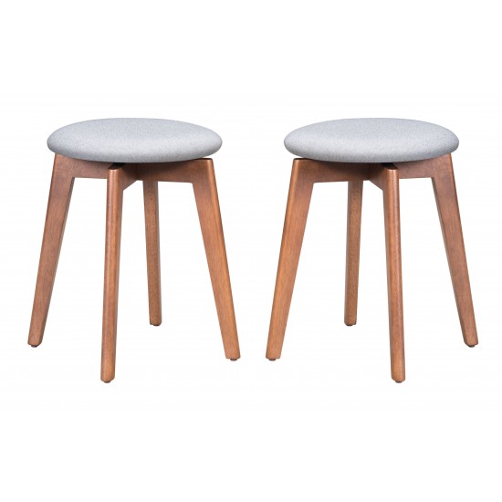 Billy Stool (Set of 2) Walnut & Gray