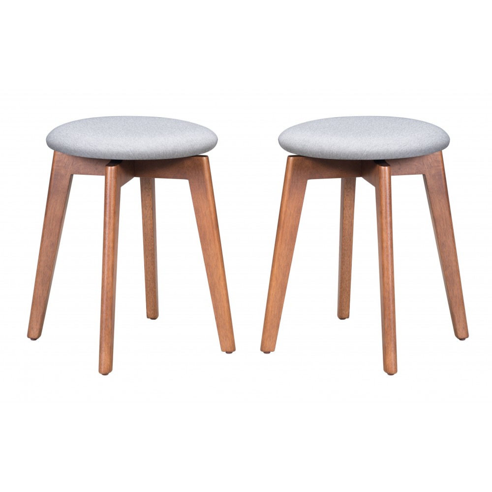 Billy Stool (Set of 2) Walnut & Gray