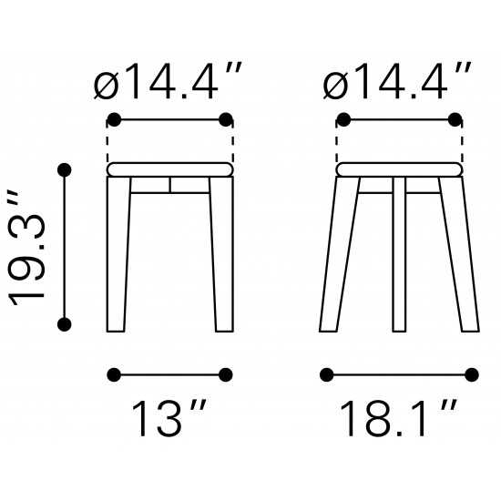 Billy Stool (Set of 2) Walnut & Gray