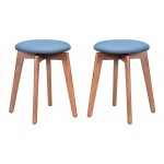 Billy Stool (Set of 2) Walnut & Blue