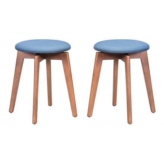 Billy Stool (Set of 2) Walnut & Blue