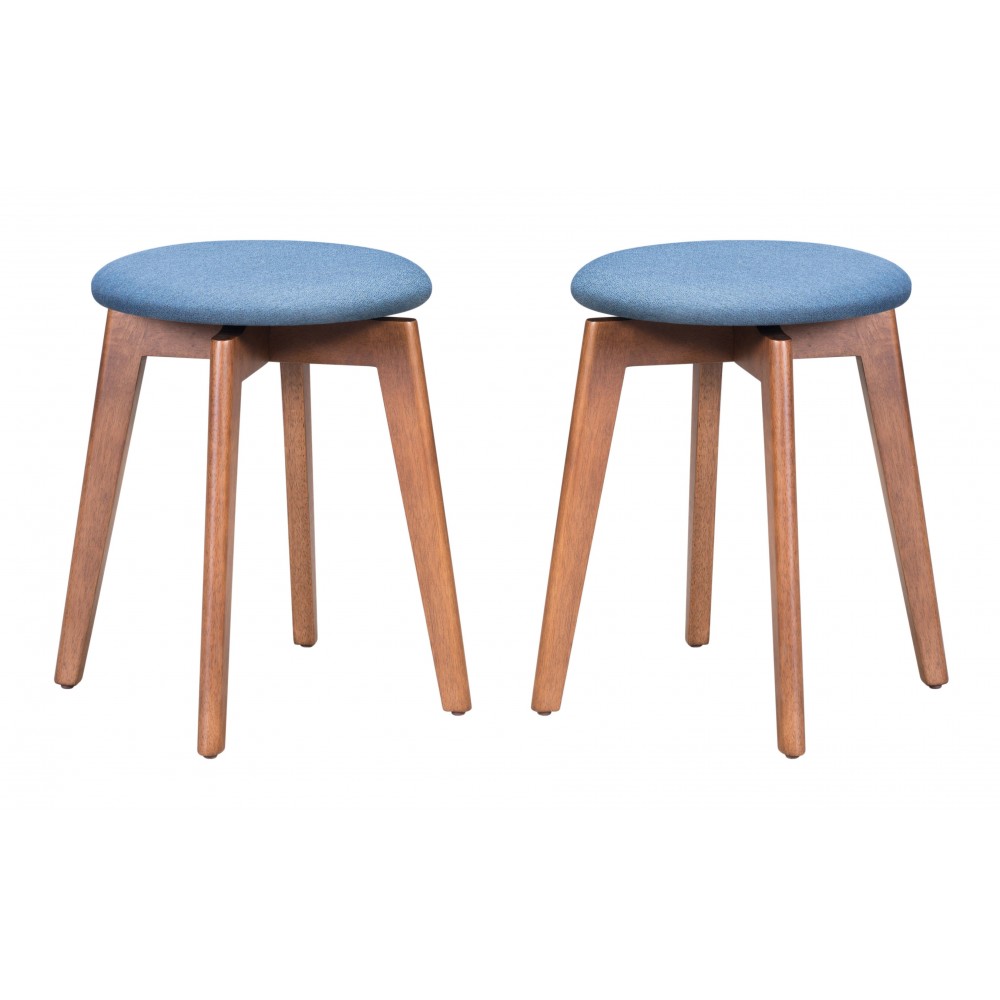 Billy Stool (Set of 2) Walnut & Blue