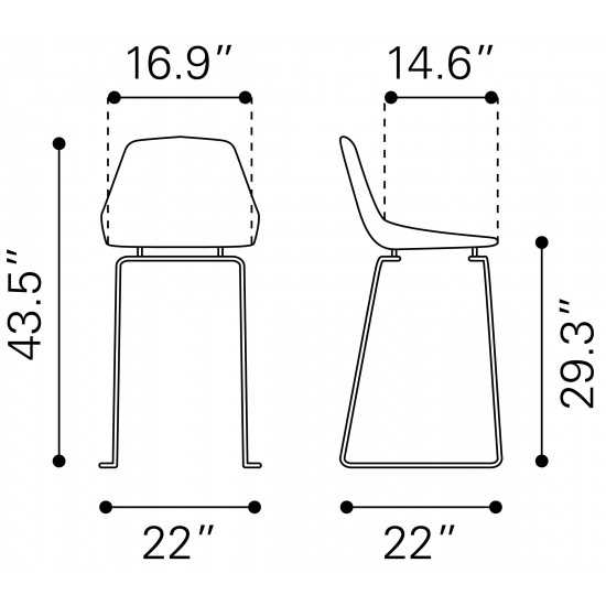 Brody Bar Chair (Set of 2) White