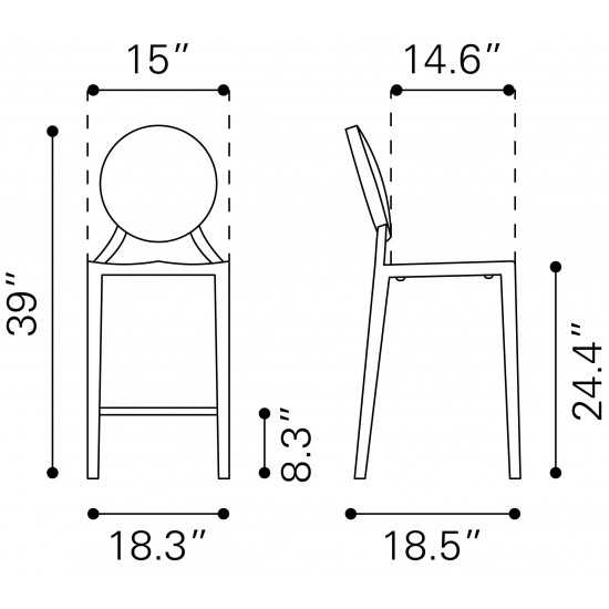 Eclipse Counter Chair (Set of 2) Gold