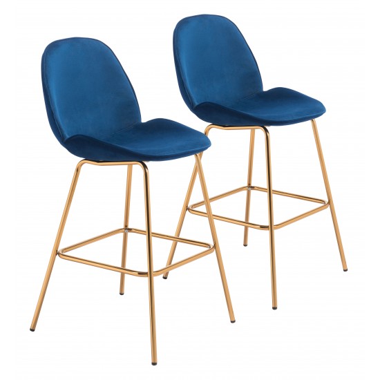 Siena Bar Chair (Set of 2) Blue & Gold