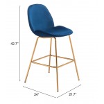 Siena Bar Chair (Set of 2) Blue & Gold