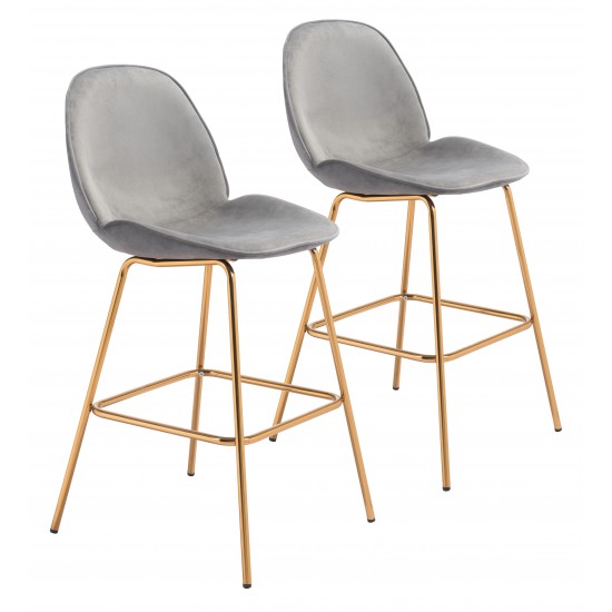 Siena Bar Chair (Set of 2) Gray & Gold