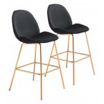 Siena Bar Chair (Set of 2) Black & Gold