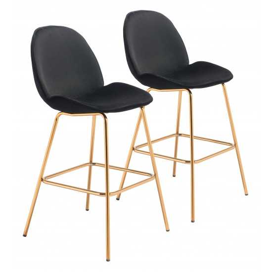 Siena Bar Chair (Set of 2) Black & Gold