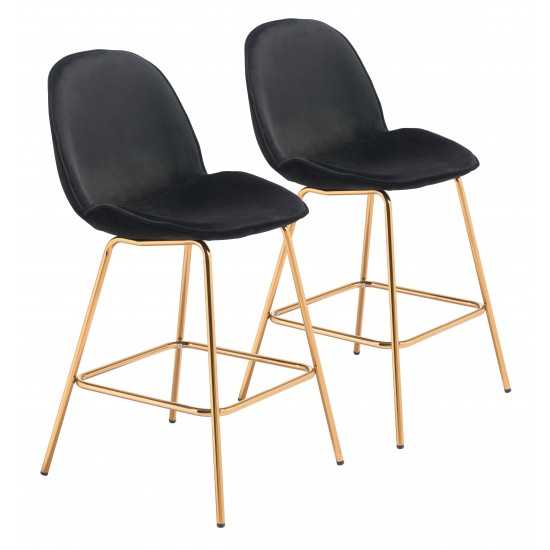 Siena Counter Chair (Set of 2) Black & Gold