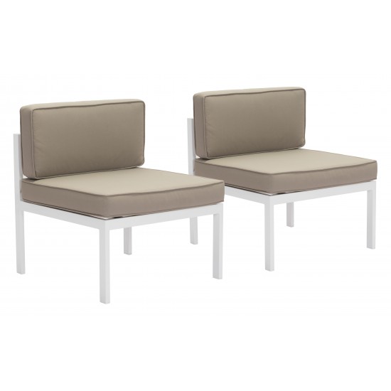 Golden Beach Middle Chair (Set of 2) White & Taupe