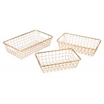 Set of 3 Grid Baskets Gold