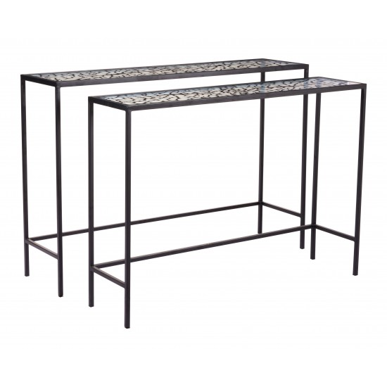 Set of 2 Web of Console Tables Black