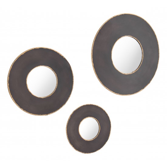 Set of 3 Alcala Round Mirrors Black