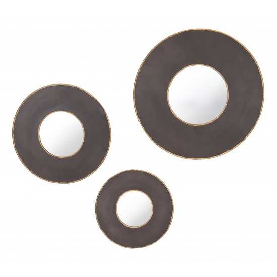 Set of 3 Alcala Round Mirrors Black