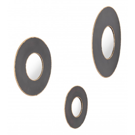 Set of 3 Alcala Round Mirrors Black