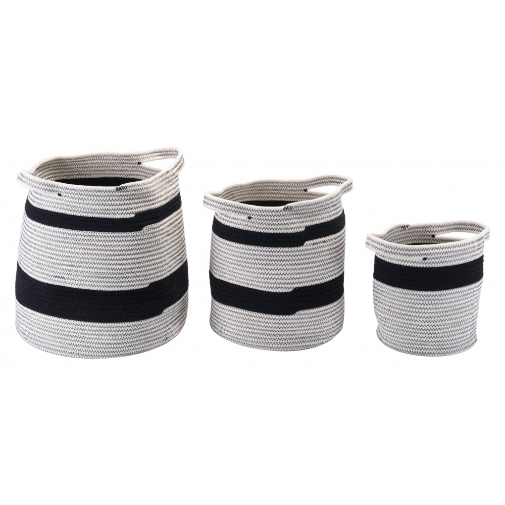 Set of 3 Lafia Baskets with Handles Multicolor Set of 3 Lafia Baskets with Handles Multicolor