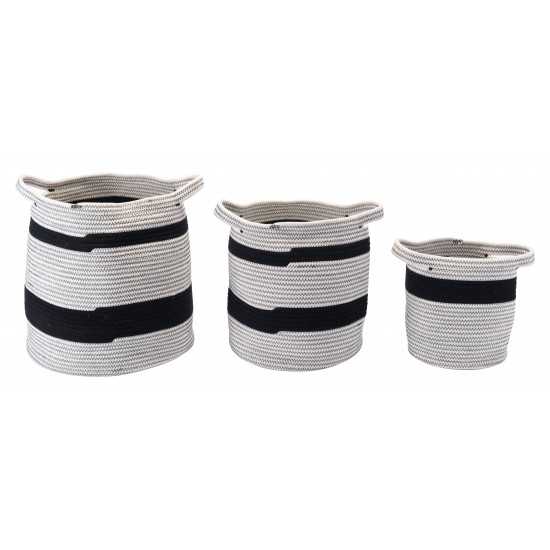 Set of 3 Lafia Baskets with Handles Multicolor