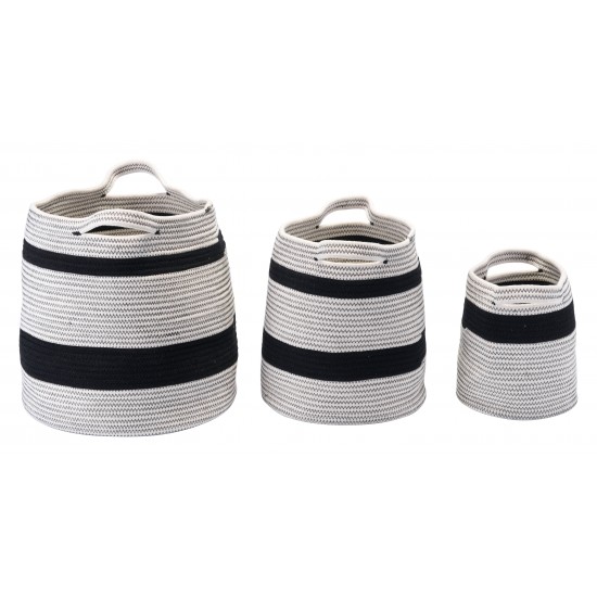 Set of 3 Lafia Baskets with Handles Multicolor