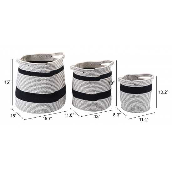 Set of 3 Lafia Baskets with Handles Multicolor