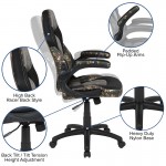 Gaming Desk and Camouflage/Black Racing Chair Set /Cup Holder/Headphone Hook/Removable Mouse Pad Top - 2 Wire Management Hole