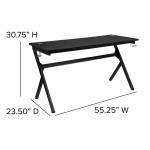Gaming Desk and Camouflage/Black Racing Chair Set /Cup Holder/Headphone Hook/Removable Mouse Pad Top - 2 Wire Management Hole
