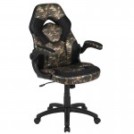 Gaming Desk and Camouflage/Black Racing Chair Set /Cup Holder/Headphone Hook/Removable Mouse Pad Top - 2 Wire Management Hole