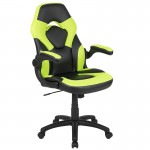 Gaming Desk and Green/Black Racing Chair Set /Cup Holder/Headphone Hook/Removable Mouse Pad Top - 2 Wire Management Holes