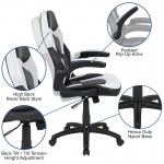 Gaming Desk and White/Black Racing Chair Set /Cup Holder/Headphone Hook/Removable Mouse Pad Top - 2 Wire Management Holes