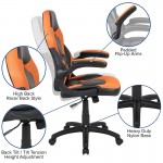 Red Gaming Desk and Orange/Black Racing Chair Set with Cup Holder and Headphone Hook