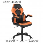 Red Gaming Desk and Orange/Black Racing Chair Set with Cup Holder and Headphone Hook