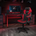 Red Gaming Desk and Red/Black Racing Chair Set with Cup Holder and Headphone Hook