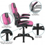 Black Gaming Desk and Pink/Black Racing Chair Set with Cup Holder, Headphone Hook, and Monitor/Smartphone Stand