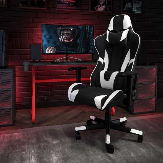 Red Gaming Desk and Black Reclining Gaming Chair Set with Cup Holder and Headphone Hook