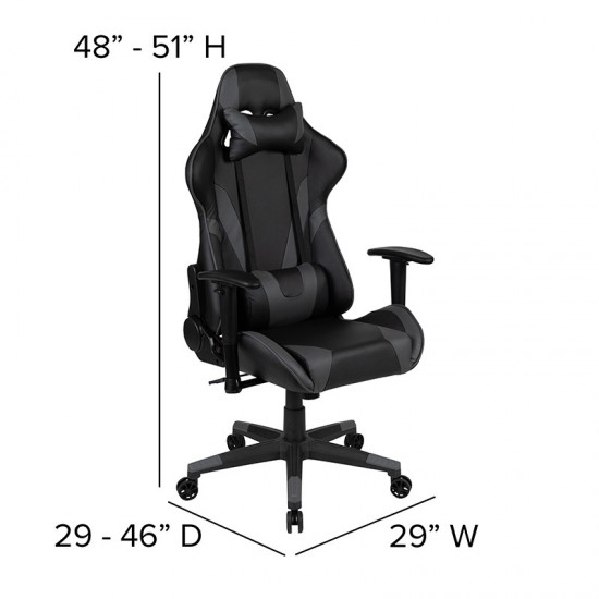 Red Gaming Desk and Gray Reclining Gaming Chair Set with Cup Holder and Headphone Hook