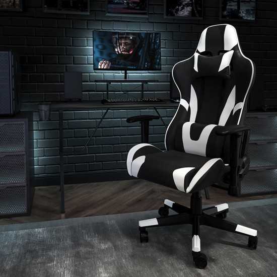 Black Gaming Desk and Black Reclining Gaming Chair Set with Cup Holder, Headphone Hook, and Monitor/Smartphone Stand