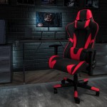 Black Gaming Desk and Red/Black Reclining Gaming Chair Set with Cup Holder, Headphone Hook, and Monitor/Smartphone Stand