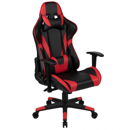 Black Gaming Desk and Red/Black Reclining Gaming Chair Set with Cup Holder, Headphone Hook, and Monitor/Smartphone Stand