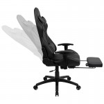 Gaming Desk and Gray Footrest Reclining Gaming Chair Set - Cup Holder/Headphone Hook/Removable Mouse Pad Top/Wire Management