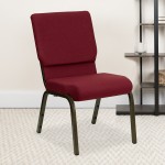 18.5''W Stacking Church Chair in Burgundy Fabric - Gold Vein Frame