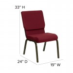 18.5''W Stacking Church Chair in Burgundy Fabric - Gold Vein Frame