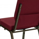 18.5''W Stacking Church Chair in Burgundy Fabric - Gold Vein Frame