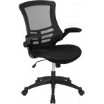 Mid-Back Black Mesh Swivel Ergonomic Task Office Chair with Flip-Up Arms, BIFMA Certified