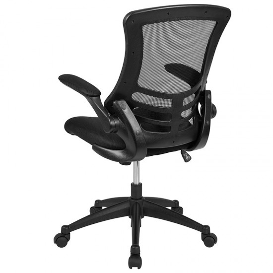 Mid-Back Black Mesh Swivel Ergonomic Task Office Chair with Flip-Up Arms, BIFMA Certified