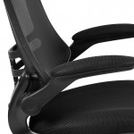 Mid-Back Black Mesh Swivel Ergonomic Task Office Chair with Flip-Up Arms, BIFMA Certified